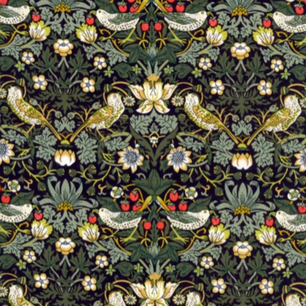 Liberty Art Fabric Tana Lawn Skinny Scarf Strawberry Thief William Morris Green